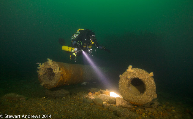 Stephen gives scale to the 15m long 13_5_ guns on HMS Audacious 6 July 2014 A